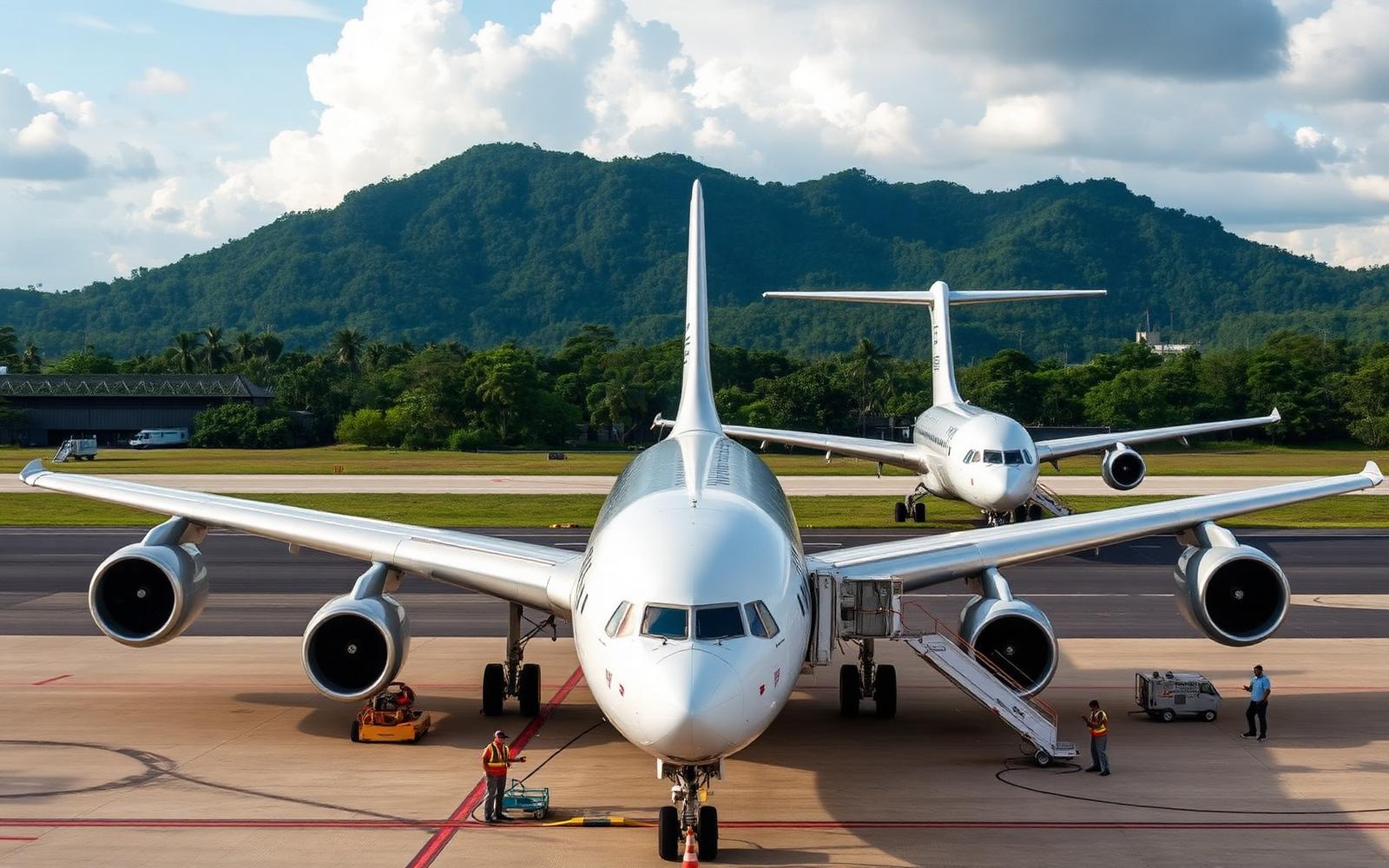 Wide-body military logistics aircraft on a Philippine tarmac